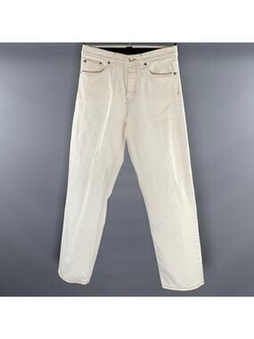 SUNFLOWER Size 30 Cream Gold Contrast Stitch Cotton Button Fly Jeans